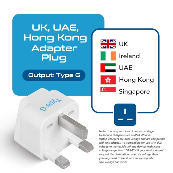 Ceptics UK Adapter for Indian Pins - Type G Plug 3-Pack - Image 2