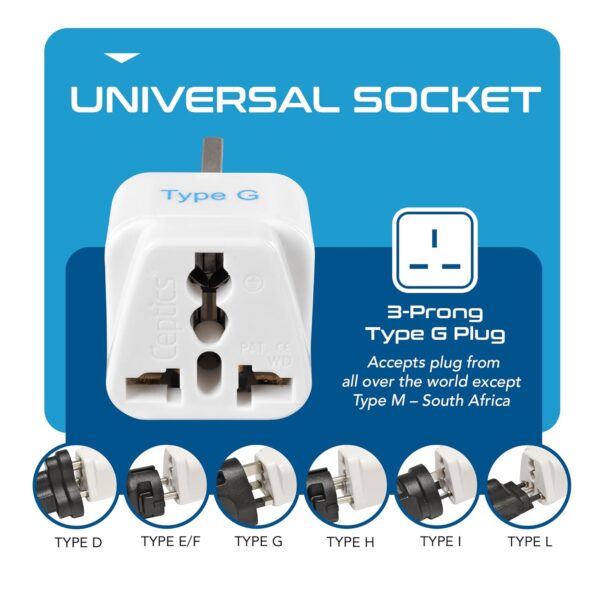 Ceptics UK Adapter for Indian Pins - Type G Plug 3-Pack - Image 5