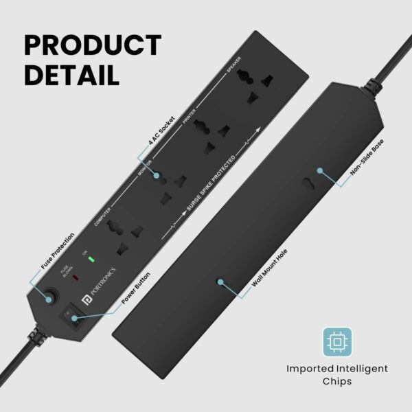 Portronics Power Plate 10 Extension Board with 4 Universal Sockets - Image 5