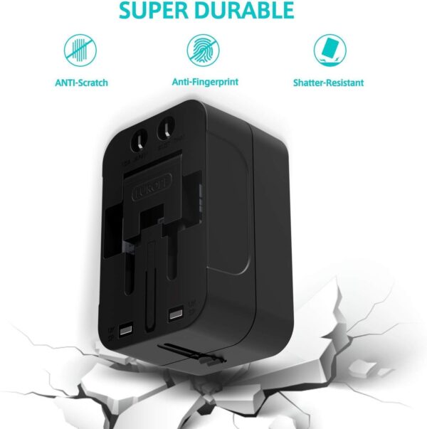 rts International Travel Adapter & Charger with Multi-Type Power Outlet