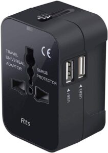 rts International Travel Adapter & Charger with Multi-Type Power Outlet 5 rts UTA01 Universal Worldwide Travel Adapter