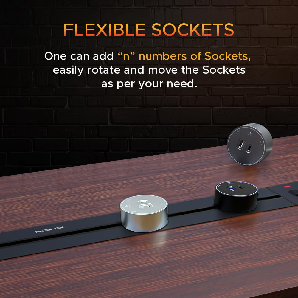 Transform Your Kitchen and Office Power Setup with Adivaa Modular Rotating Power Track Socket 4 Adivaa Power Track Socket with USB & Type-C Ports