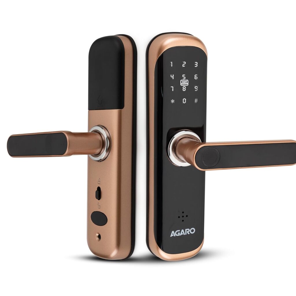 AGARO Grand Smart Door Lock with Handle (Rose Gold)