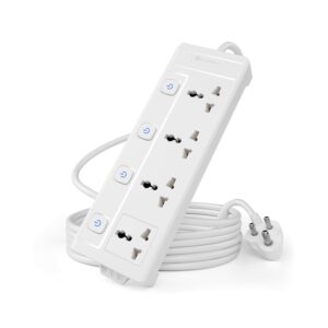 Cablet 2500W Extension Board – 4-Way Power Strip with Individual Switches & Spike Guard (1.8m Cord)